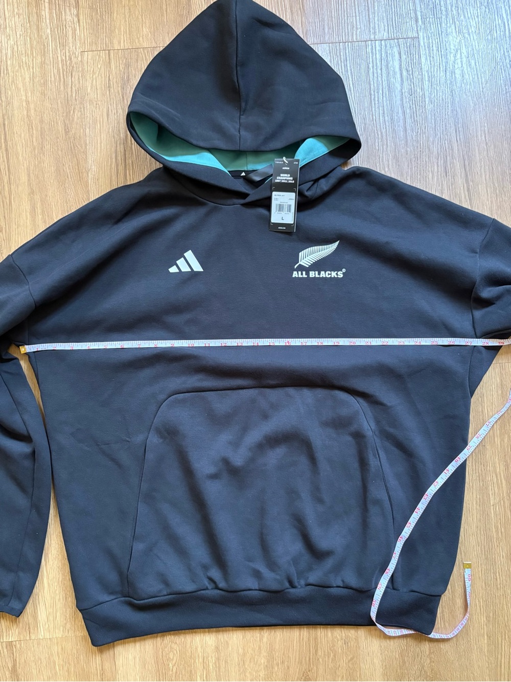 Adidas All Blacks Rugby Pullover Hoodie Black Men’s Large NWT - Picture 12 of 14